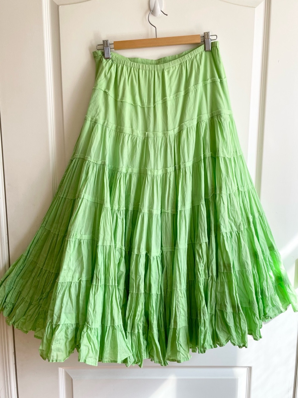 Womens 100% Cotton Tiered Midi Full Circle Skirt M Fairy Boho Soft Surroundings - Picture 3 of 7